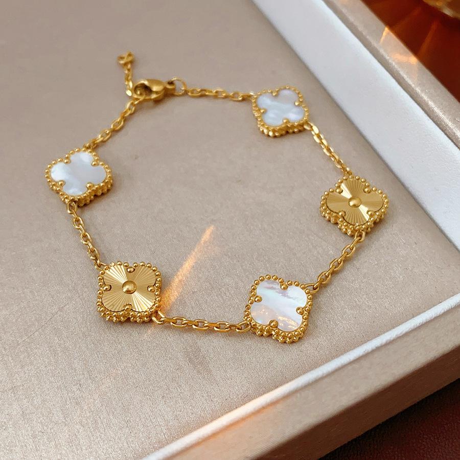 Women's Four-leaf Clover Bracelet Zircon Flower Bracelet Fashionable Exquisite Bracelet Temperament High-end Hand Jewelry