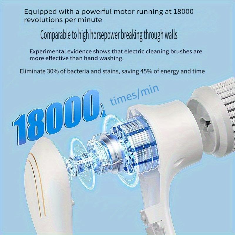 Wireless Electric Scrubber Brush, Multi-Purpose Power Scrubber with 5 Brush Heads, USB Rechargeable Scrubber Brush for Ceramic Tile, Sink, Stove Etc