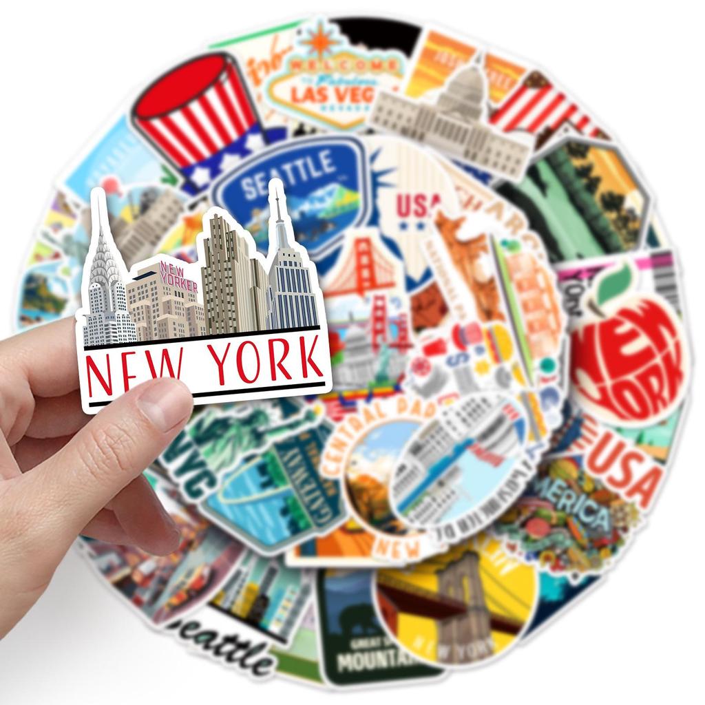 50PCS American Graffiti Stickers - NYC Travel Decor for Phones & Suitcases