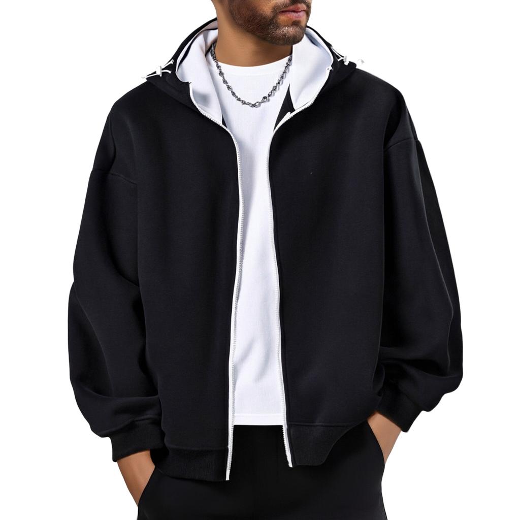 Men's Casual And Fashionable Hoodie With Contrasting Colors, Men's Loose Zipper Cardigan, Sports Hoodie Jacket