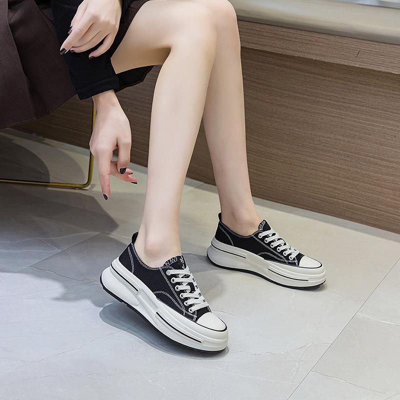 Platform canvas shoes women's spring new fashion versatile casual white shoes women's sports board shoes