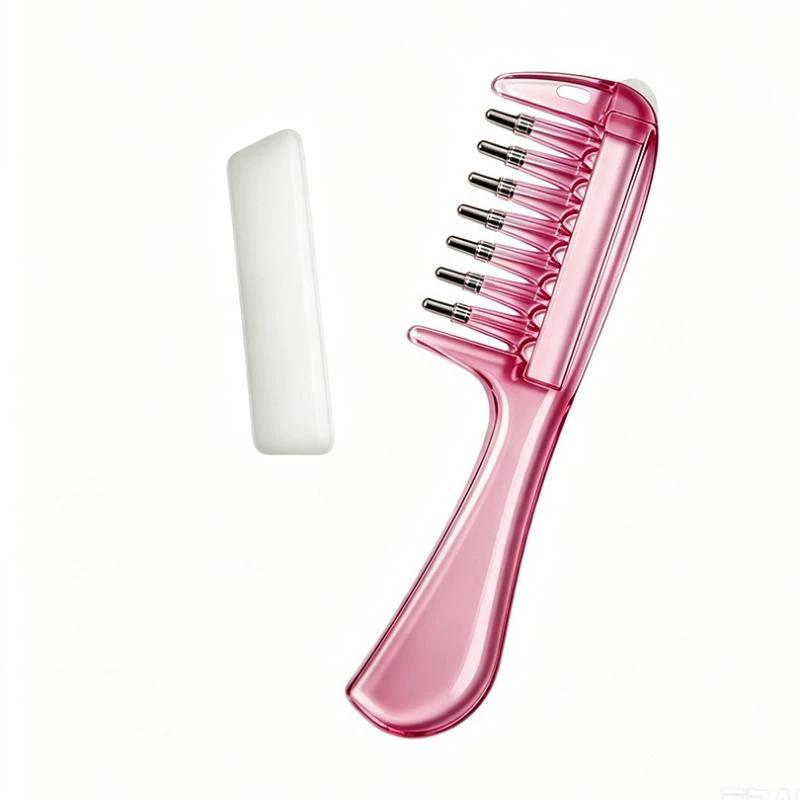 Unisex Transparent Essential Oil Applicator Massage Comb With Built-In Liquid Reservoir, Rolling Metal Teeth, Suitable For Women