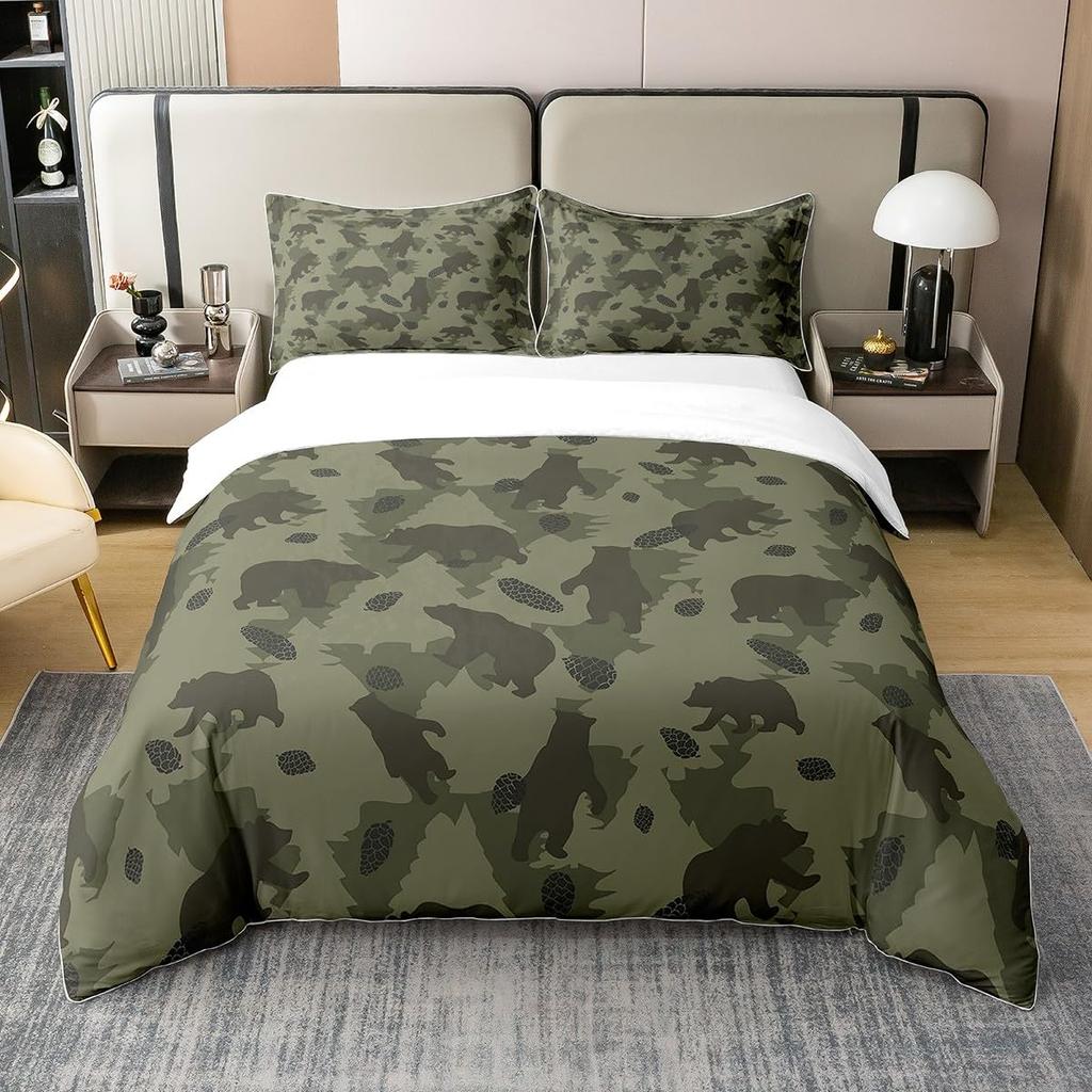 Buffalo Plaid Bedding Collection For Cabin Decor Queen Wild Animal Comforter Cover Duvet Cover Queen King Size Quilt Cover 3 Pieces