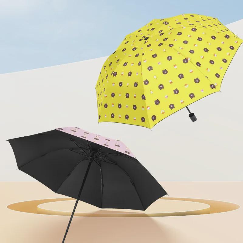 Parasol odwracalny z 6 żebrami z kreskówkowym misiem na słońce i deszcz