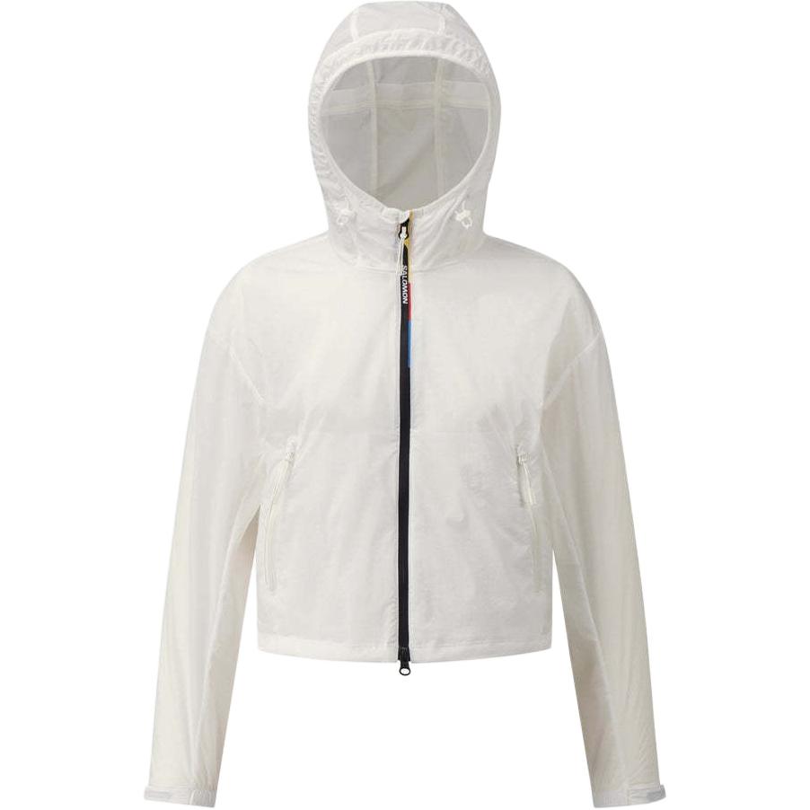 Salomon Modisey Aero Logo Outdoor Hooded Windbreaker Loose Long Sleeve Jacket Women jackets White C28215