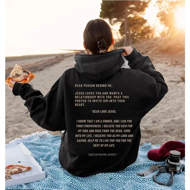 

«Дорогой позади меня» Новая зимняя толстовка с капюшоном Jesus Hoodie Christian Hoodie S чёрный