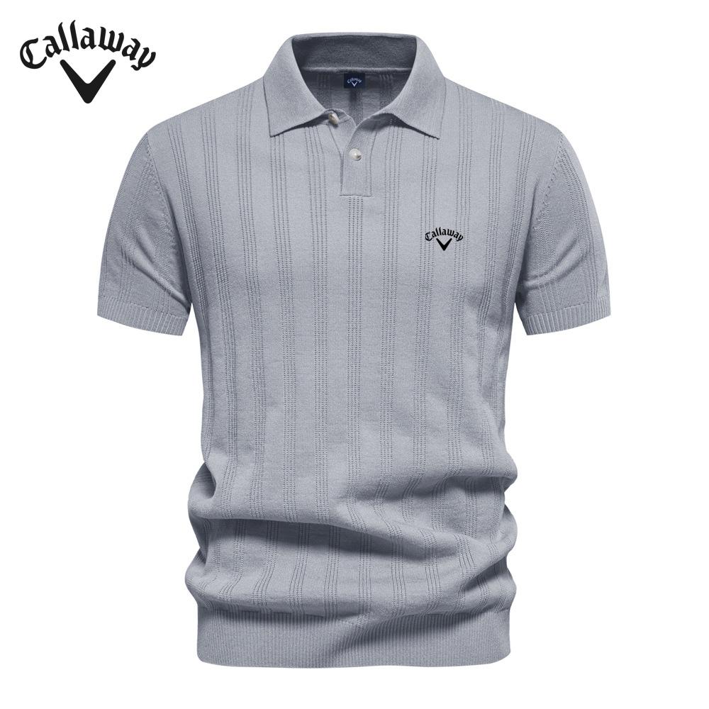 Callaway 2025 Spring/Summer Embroidery New Men's Woolen Polo Sweater Knitted Shirt Short Sleeve Collar Men's T-shirt Top