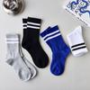 Fashion Striped Mens Socks Casual Streetwear Black White Sports Socks Men Male Cotton Breathable Hip Hop Skateboard Long Socks