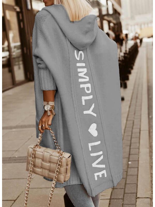 In Stock: Autumn/Winter Hooded Loose Knit Mid-Length Cardigan