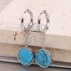 Elegant 3D Turquoise 12MM Pendant Earrings with Stainless Steel Clasps for Women
