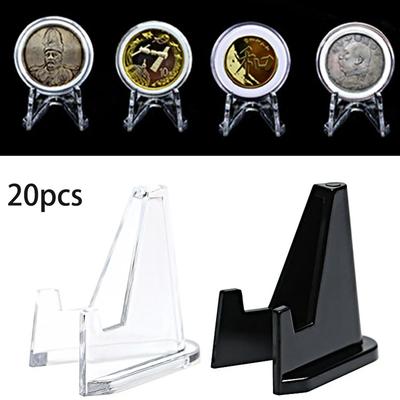 20Pcs Plastic Mini Coin Display Stand Small Easel Rack Shelf Frame Photo Display Dish Rack Commemorative Coins Capsule Holder