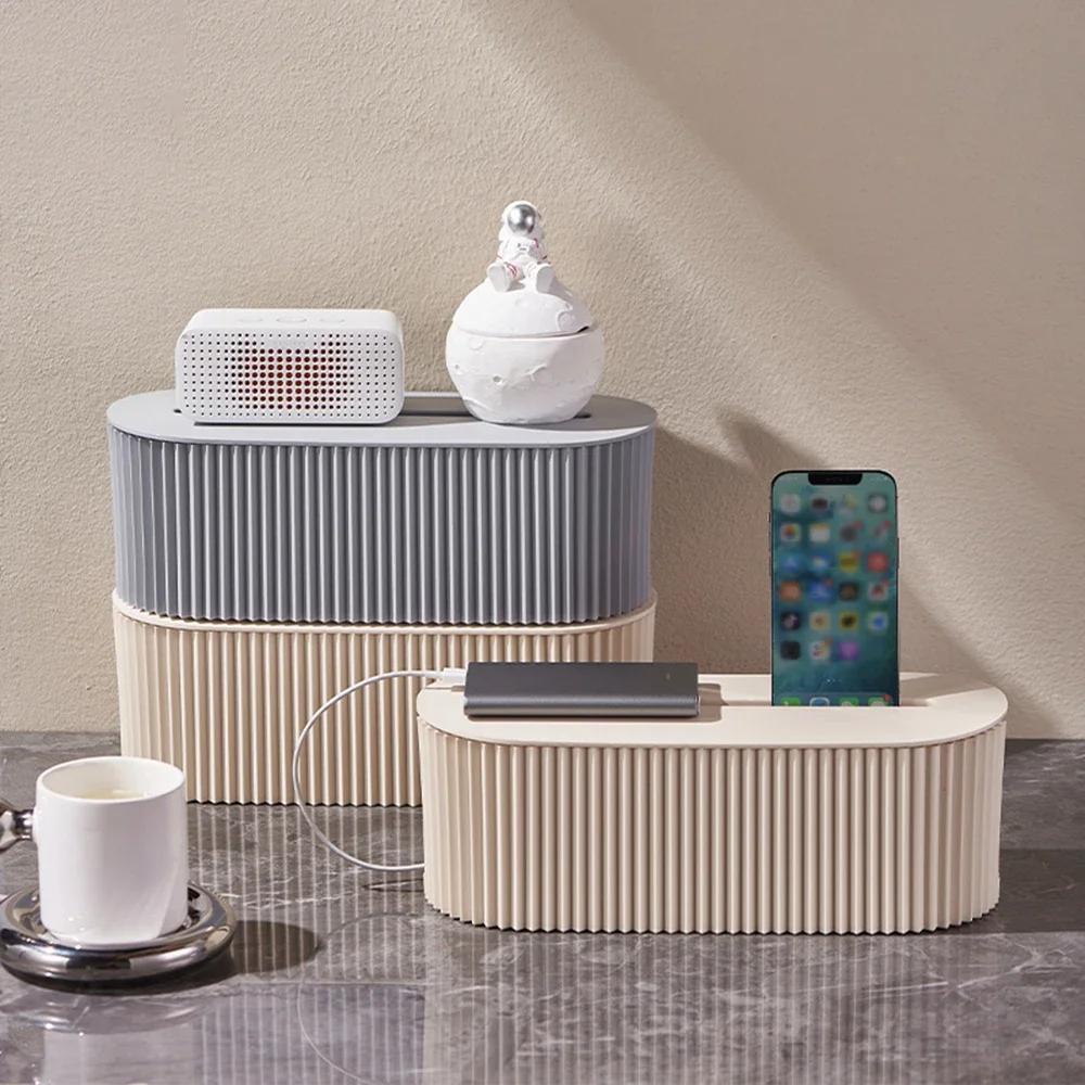 1PC Desktop Plug Board Storage Box Large Power Socket Management Box Creative Living Room Wire Data Cable Collection Box