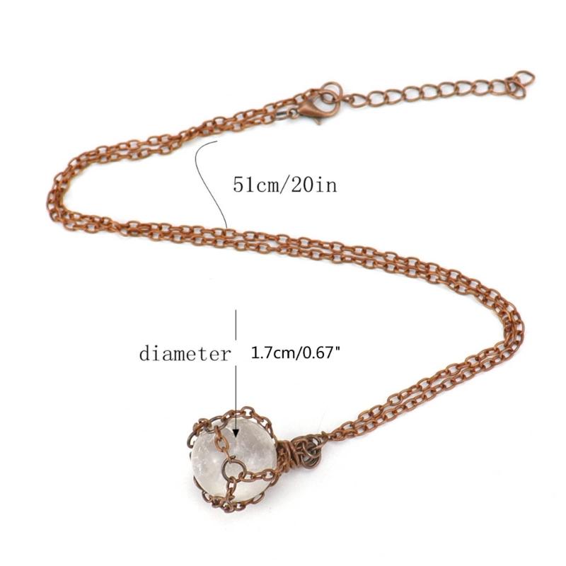 Natural Crystal Holder Necklace Colorful Stone Mesh Pocket Pendant Choker Adjustable Chain Neckchains for Women Girl