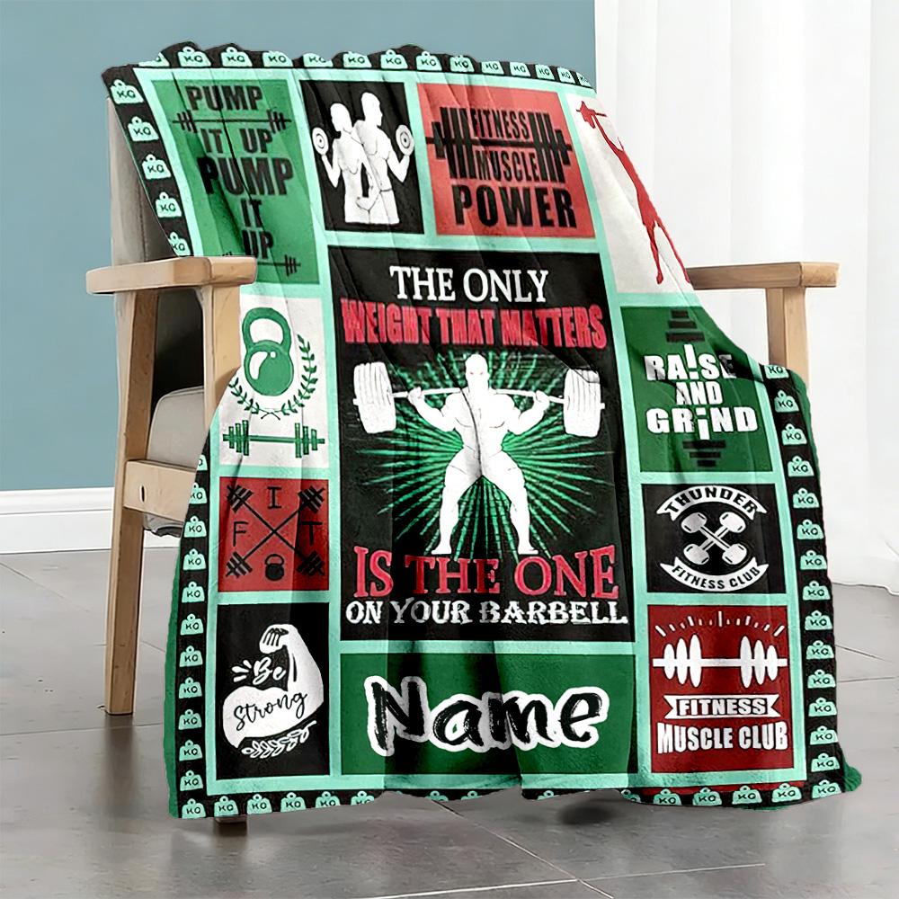 Fitness98 Customize Text Blanket Multi-purpose Personalized Blanket Warmthful Decor Great for Picnics Home Decor Office Seaside for All Occasions