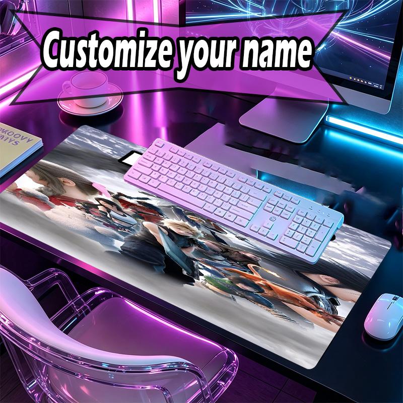 Custom Name Personalized Final Fantasy Pattern Mousepad, Laptop PC Desk Mat, Decorative Desk Mat for Home Keyboard Pad Gift