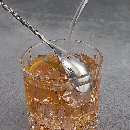Long Bar Spoon Stainless Steel Cocktail Stirring Mixing Spoon Spiral Pattern Cocktail Stirrers for Bartender Home Use