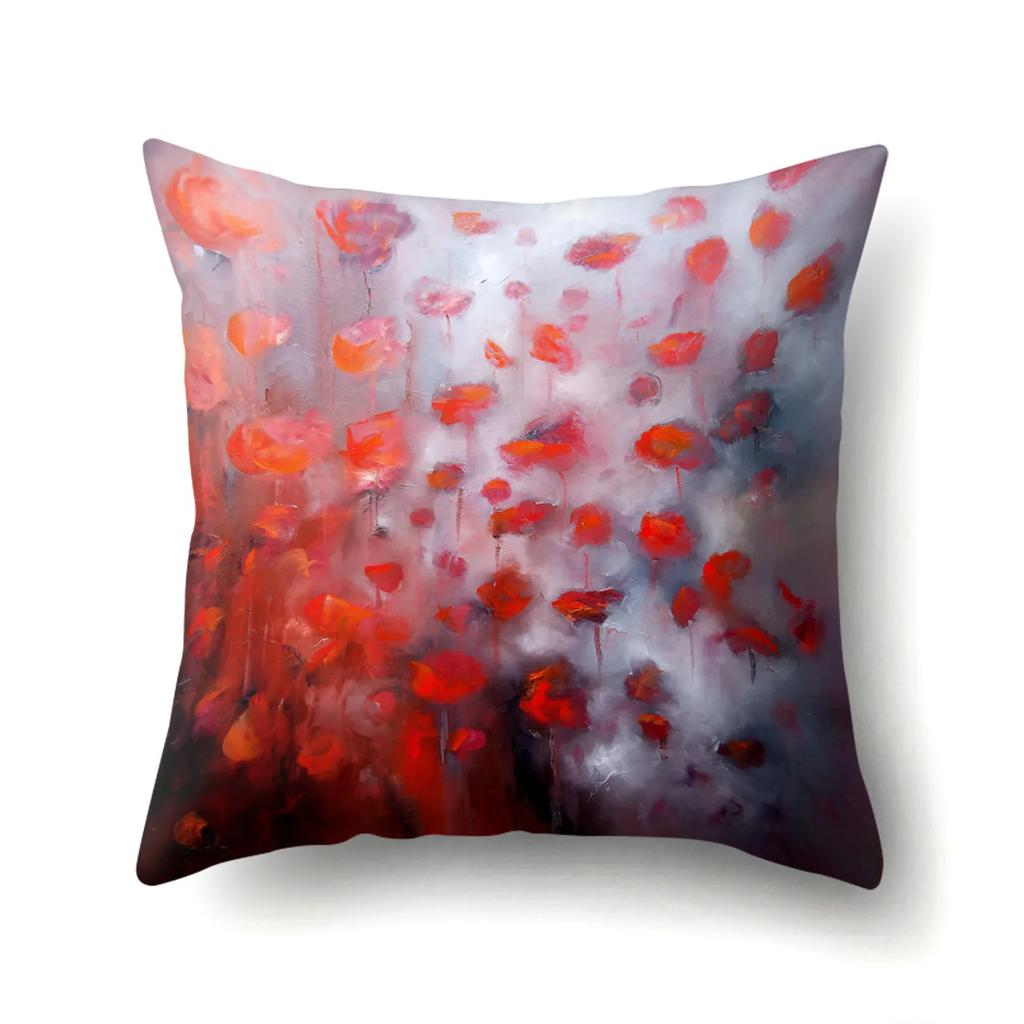 Home Decoration Living Room Sofa Pillowcase Garden  Oil Painting  Cushion Cover Polyester Pillow 45x45cm