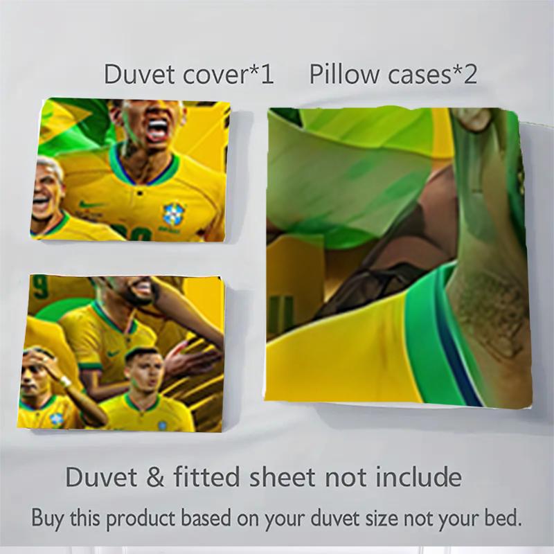 3Pcs Brazilian Soccer Stars Bedding Sets For All Sizes New 3D Printed Bed Cover Comforter Duvet Cover Pillowcase Bedroom Decoration