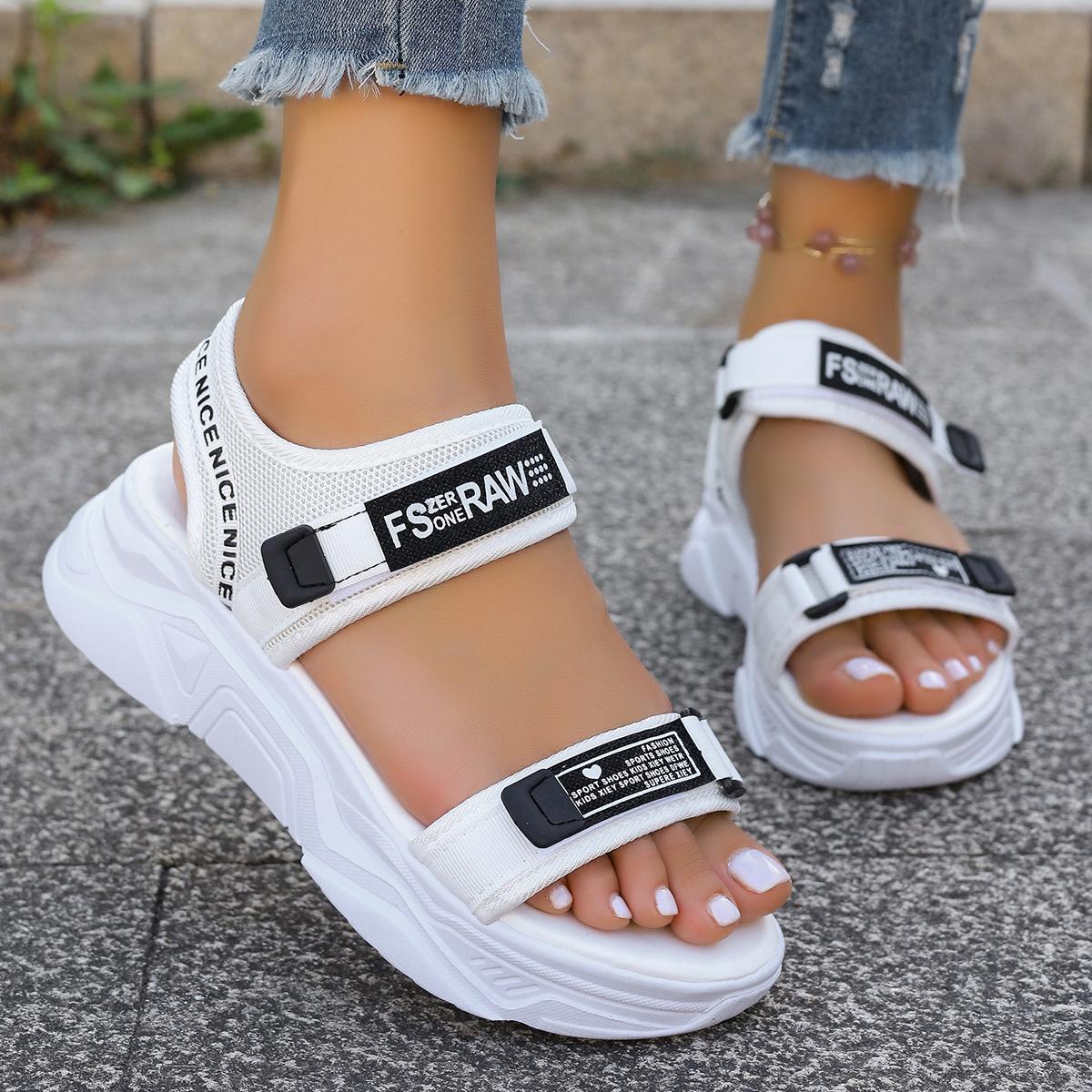 

Fashion Beach Shoes Chaussure Femme Luxury Women Platform Sandals Summer Versatile Slope Heel Elevated Women Shoes Lightweight Sandals 35 белый