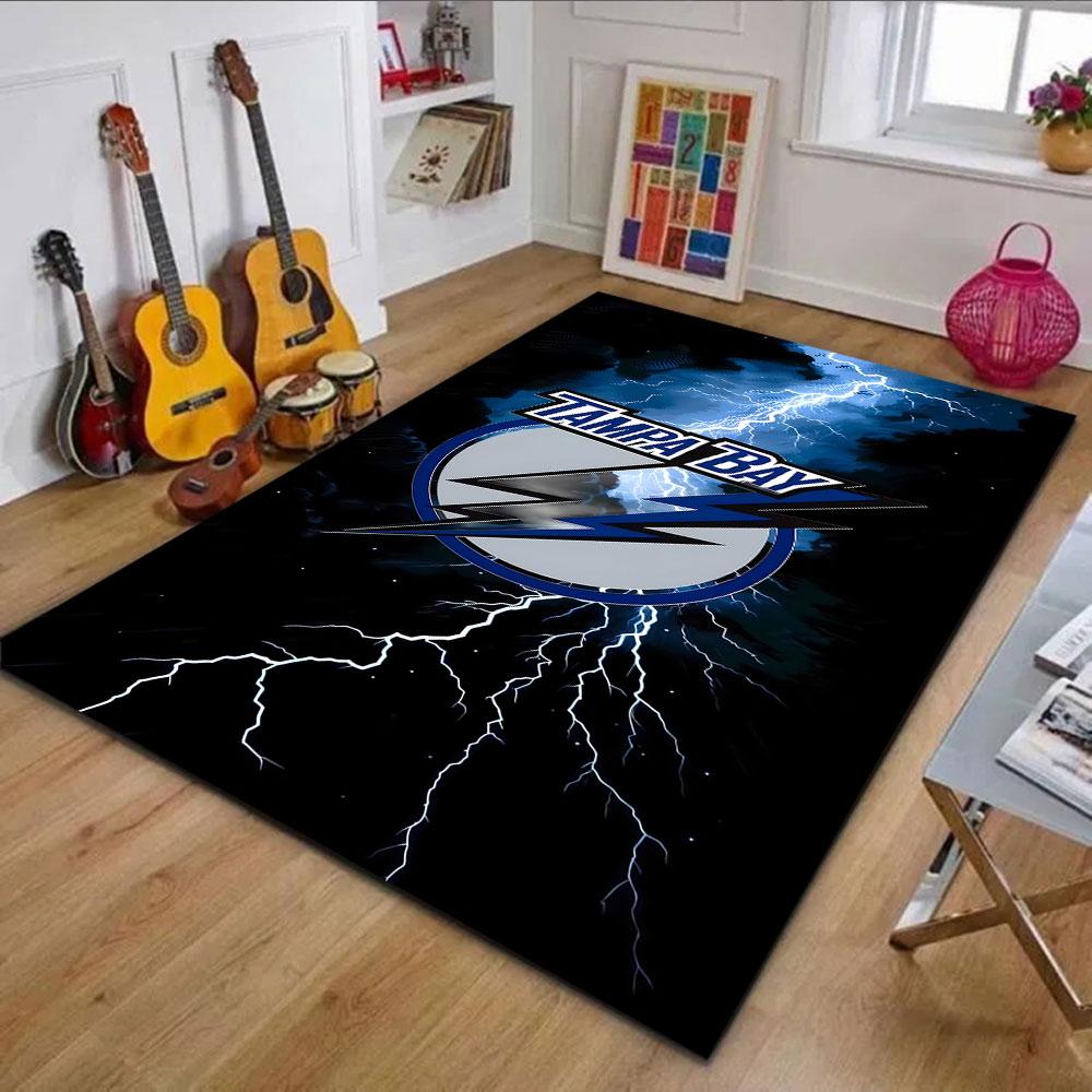 Tampa Bay Lightning Logo with Thunderbolt Patterned carpet, non slip mat suitable for living room and bedroom sofas