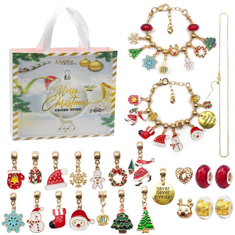 Surprise Christmas Platinum Gift Box: Children's Creative Beaded Bracelet 24-Day Countdown Calendar Blind Box