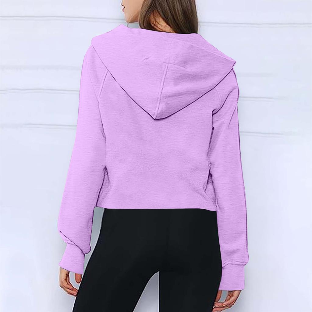 2025 Autumn Winter New Women's Scuba Sports Half-Zip Yoga Loose Short Hooded Fleece Lined Sweatshirt