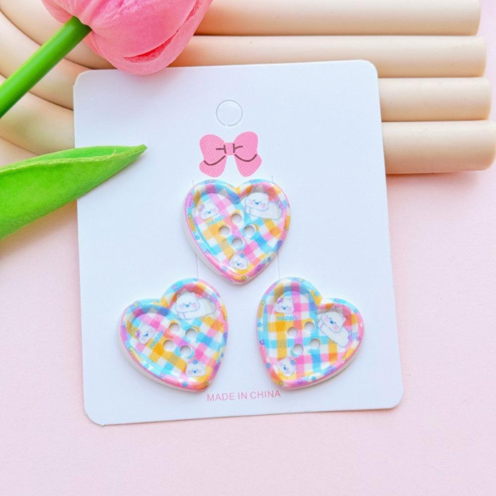 50 PCS New Resin Buttons Vintage Cute Garment Ornaments DIY Plaid Doll Accessory