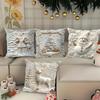 Pillow Covers 18x18 Inch Embossed Pillowcase Decorations Winter 4 Piece Christmas Couch Pillow Covers For Holiday Farmhouse
