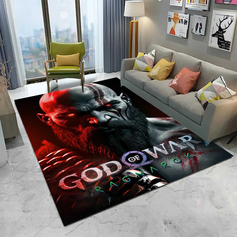 3D God of War Games Gamer Kratos HD Carpet Rug for Home Living Room Bedroom Sofa Doormat Decor,kids Area Rug Non-slip Floor Mat