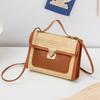 Pastoral literary and fresh contrasting colors woven shoulder bag fashionable versatile girls portable messenger bag lock mobile phone bag
