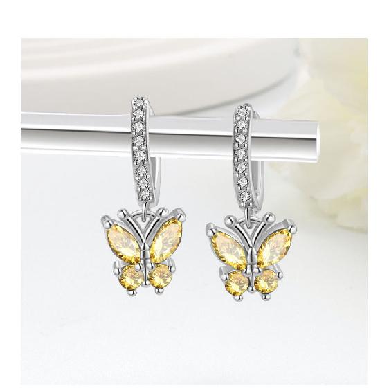 VENTFILLE 925 Sterling Silver Exquisite Zircon Colorful Butterfly Sparkling Earrings For Women Gift Jewelry Dropshipping