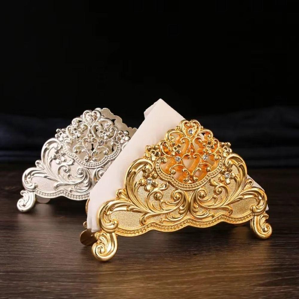 European Style Metal Paper Dispenser Desktop Ornament Gold Tissue Box Napkin Holder  Coffee Shop