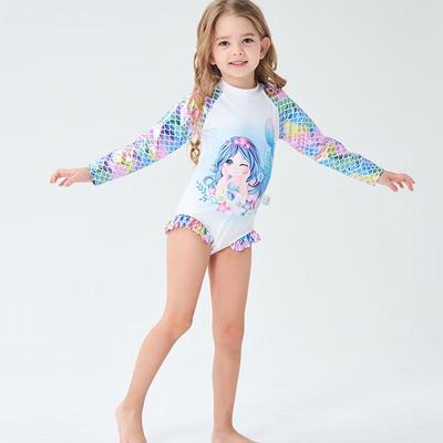 Bañador de una pieza para niña, manga larga, de sirena princesa