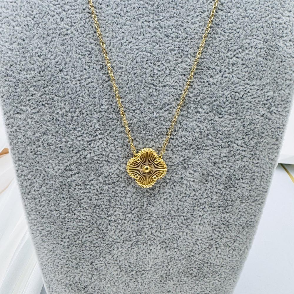 15MM Titanium Steel Four-Leaf Clover Necklace - Non-Fading, Fresh Forest Style