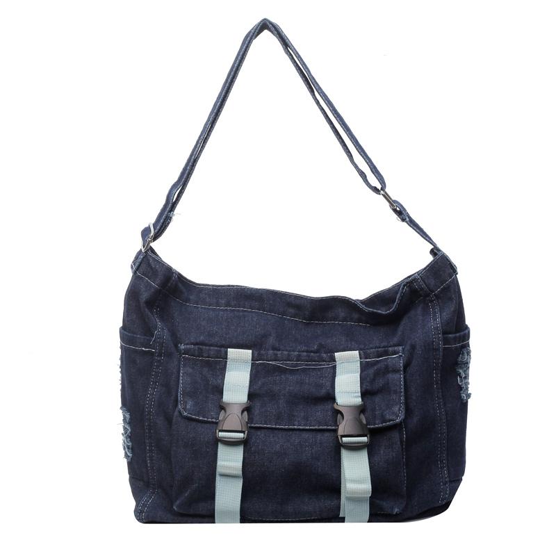 Dámská crossbody taška z denimu s velkou kapacitou, studentská taška messenger, nákupní taška