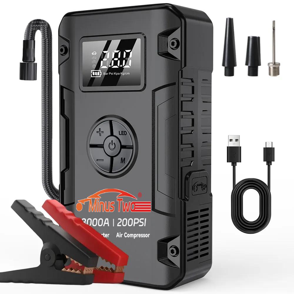 4-IN-1 Portable Car Jump Starter Power Bank 12V Starting Device 150PSI Air Pump Car Battery Boosters Emergency Car Starter 88.8Wh