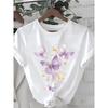 European Size 2026 Spring Summer Women'S Crew Neck Butterfly Print Short Sleeve Casual T-Shirt, Soft and Breathable, Colorful Design for Everyday Wear