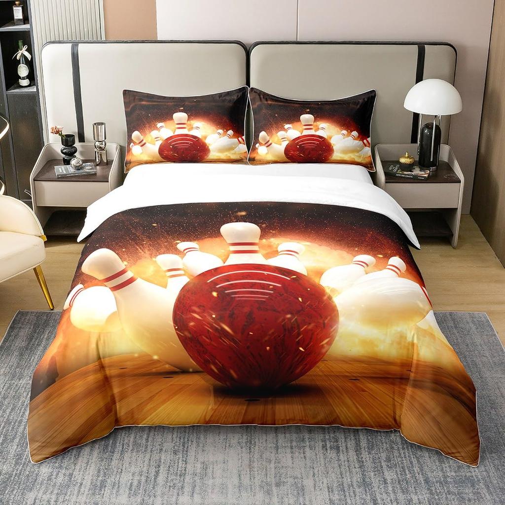 Bowling Pin Ball Lightweight Duvet Cover Sets Bowler Player Unique Gift Idea Twin Full Queen King Size Bedding Bed Sets No Quilt
