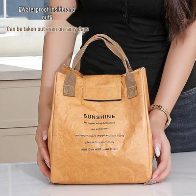 Tyvek Kraft Paper Insulated Lunch Bag - Waterproof, Aluminum Foil Bento Picnic Bag