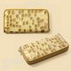 Blanc Pomme Women's Stained Glass Long Wallet, Made in Japan, YKK Zipper, Genuine Leather, Round Zipper, Colored Piping, rp-1001, Champagne Gold
