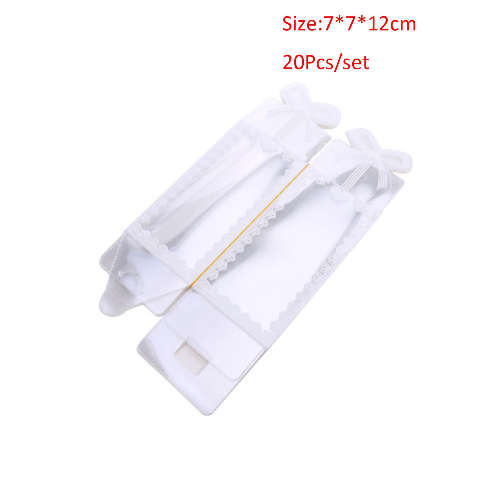 

20 шт. складная прозрачная упаковочная коробка из ПВХ для свадебной вечеринки, контейнер для сладких конфет, прямоугольные коробки 7*7*12