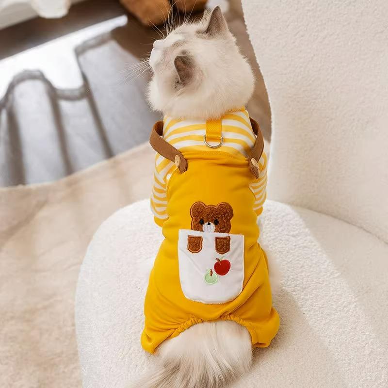 Autumn and Winter Cat Clothes Cute Animal Four-legged Clothes Traction Overalls Sweater Thin Teddy Than Bear Pet Clothes