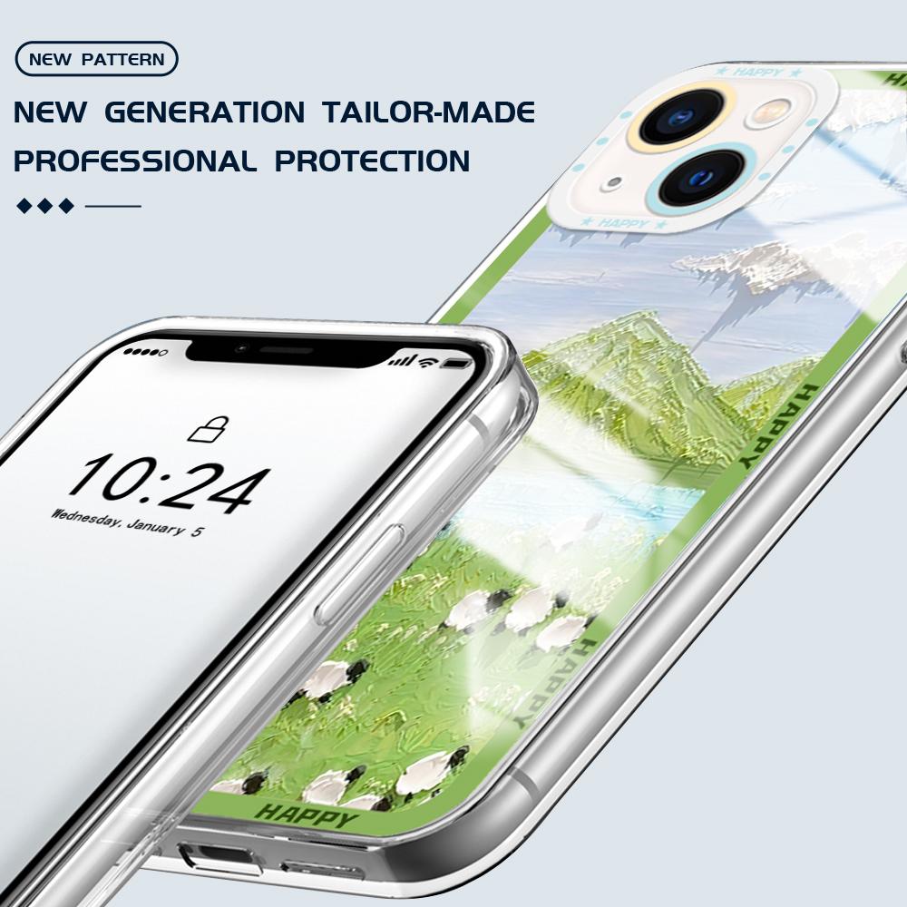 For iPhone 16 Pro Max 15 14 13 Pro Max Samsung S23 FE S24 Plus S24 Ultra A25 A34 A54 Oil-Painting Landscape Full Camera Protect Soft Phone Casing