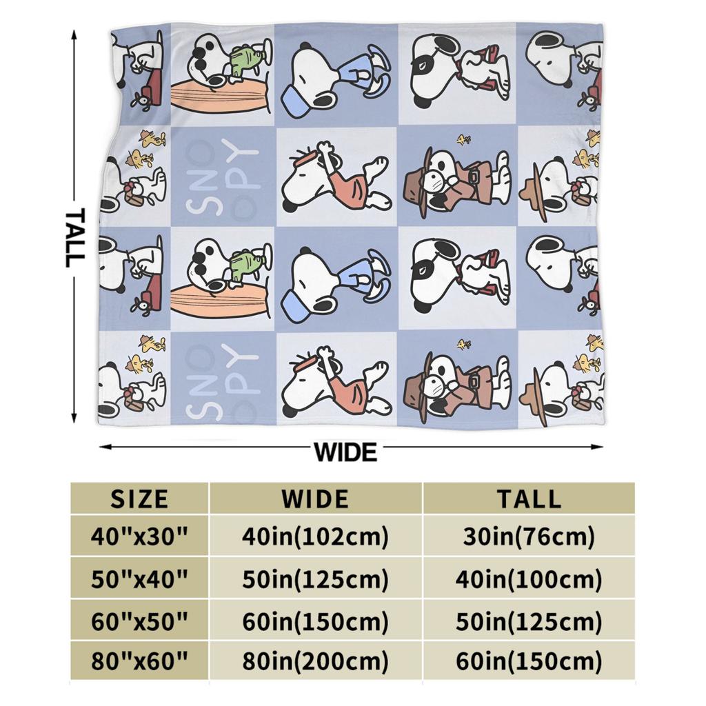 Snoopys Pattern Wool Blankets Cartoon Vintage Throw Blanket for Home 200x150cm Rug Piece,