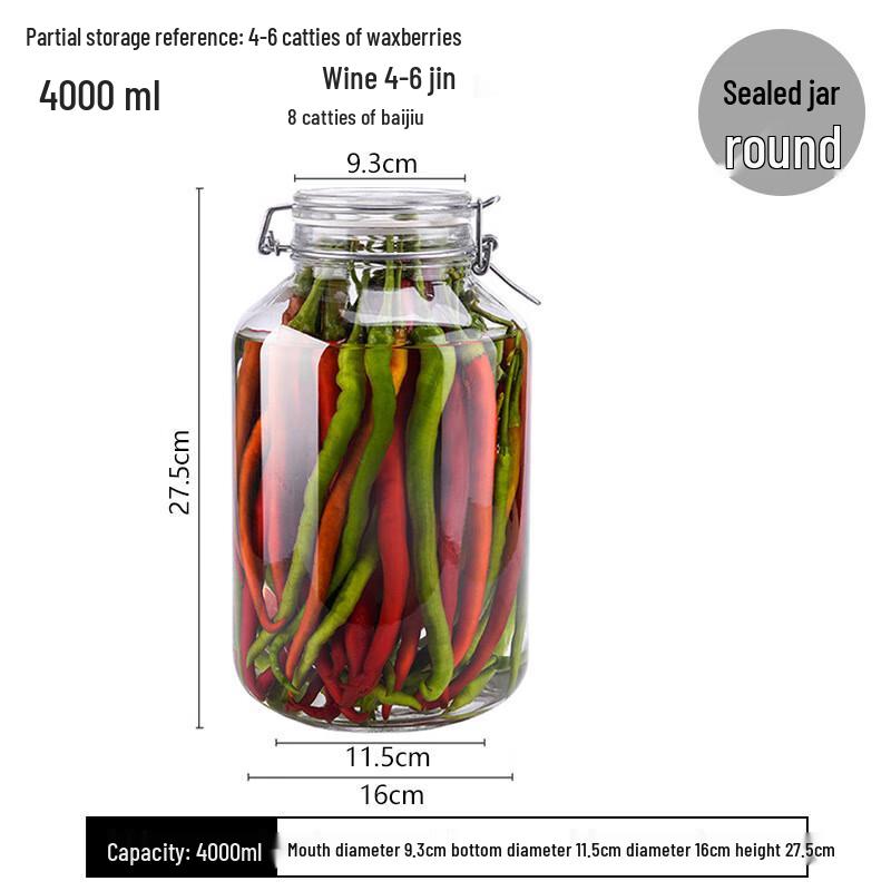 Lilang Round Glass Sealed Jar for Fermenting and Storage