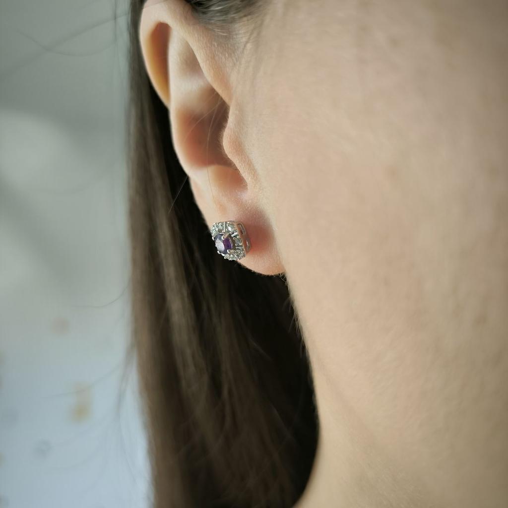 Серебряные серьги с натуральным аметистом 0.732ct (2189190)