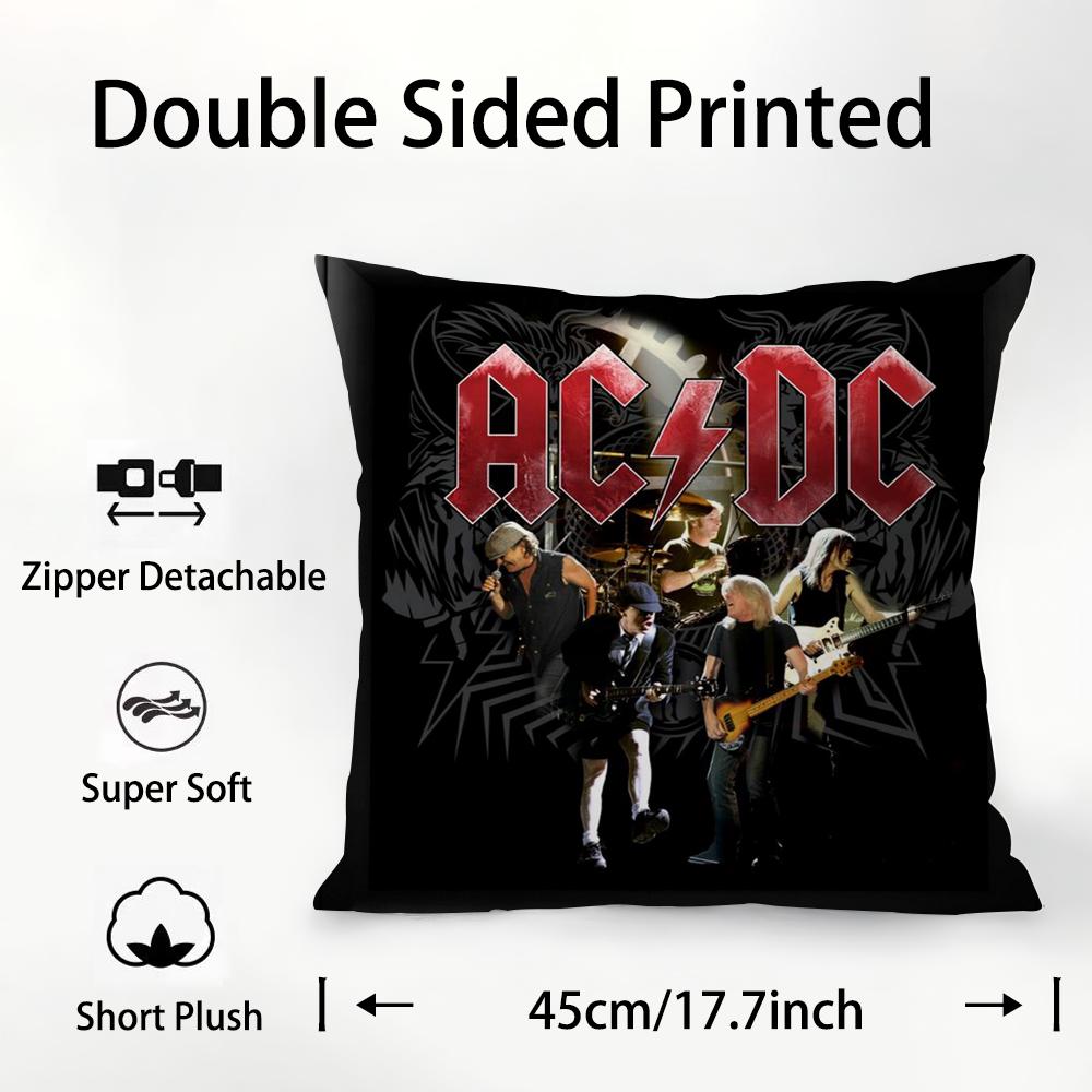 A-AC D-DC Back In Black Pillow Case Plush Fabric Soft Double Sided Print Sofa Cushion Cover Throw Pillow Covers