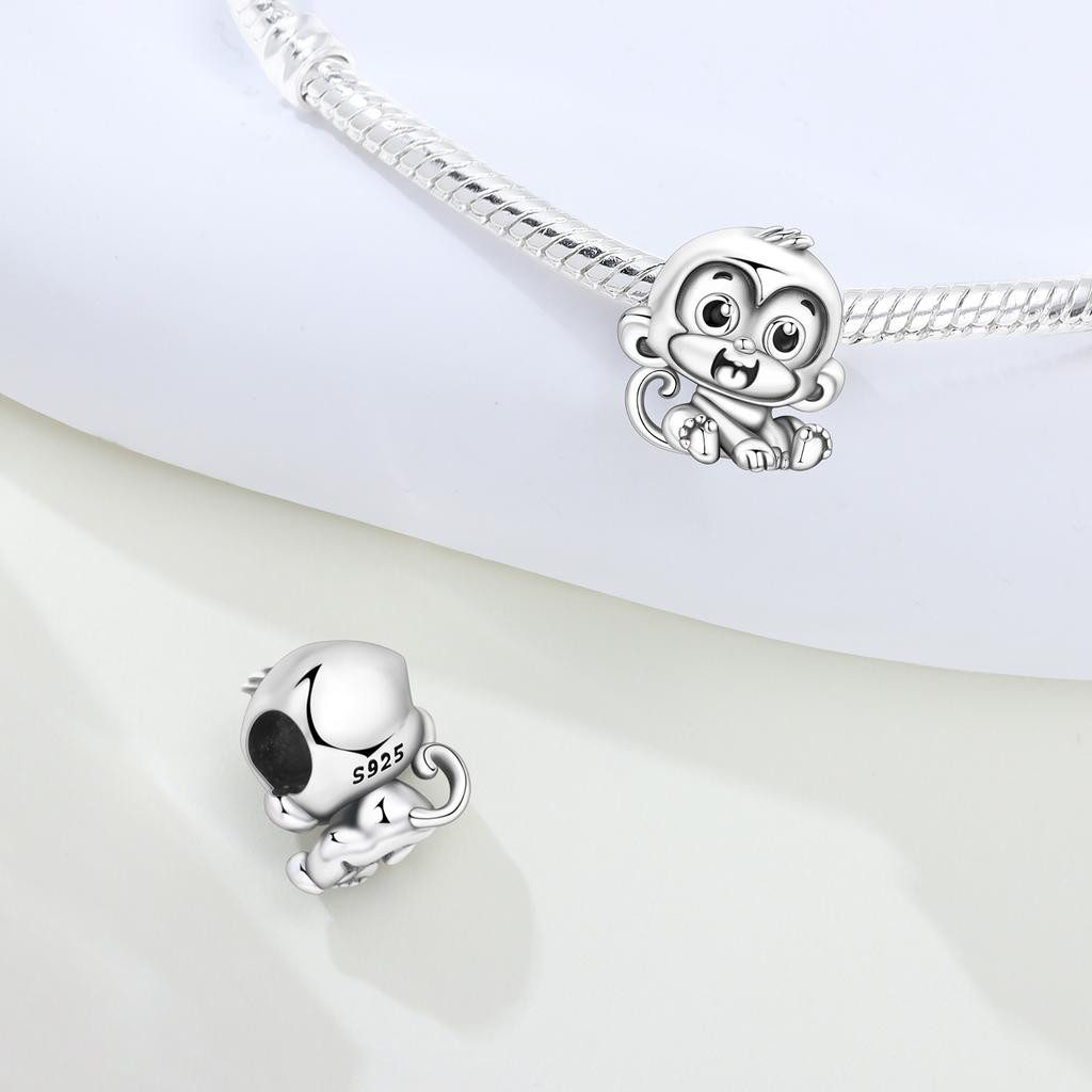 Animals Plants Series Beads Copper Monkey Rabbit Mushroom Caterpillar Butterfly Charm Women'S Jewelry Diy Gift