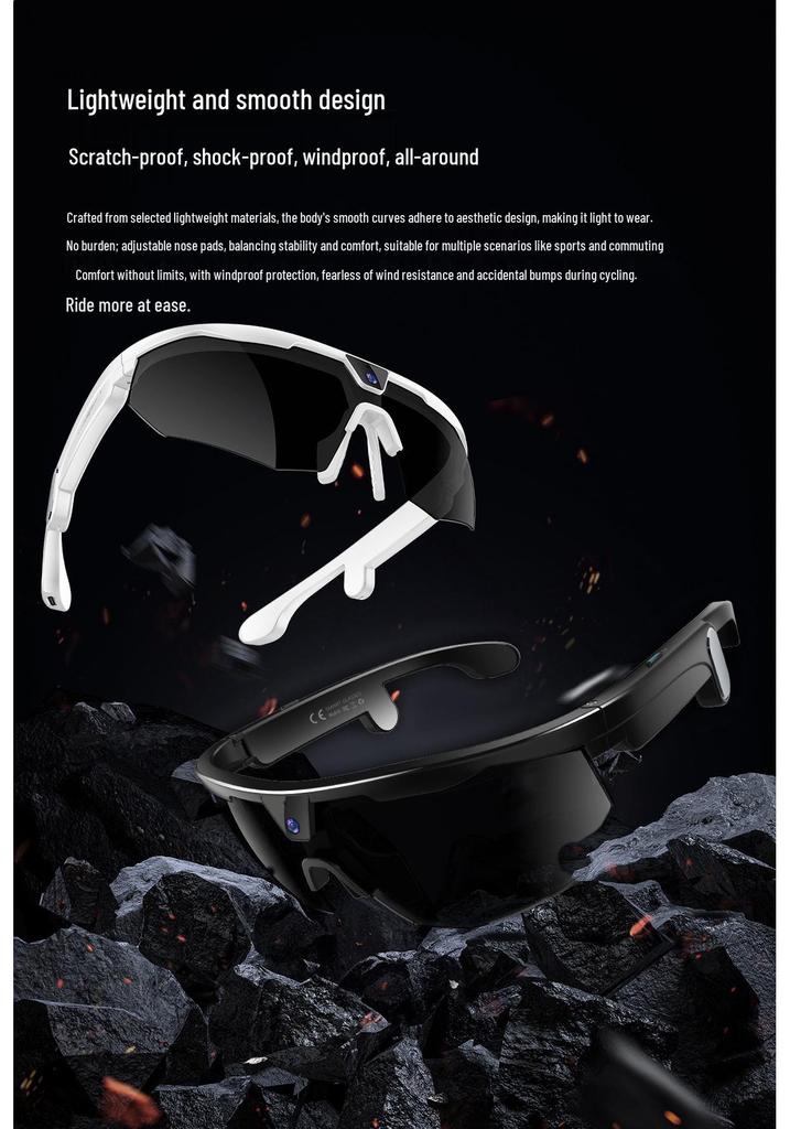 AI Camera Video Cycling Glasses with 800MP, Voice Assistant, Translation, Music & Bluetooth Calls