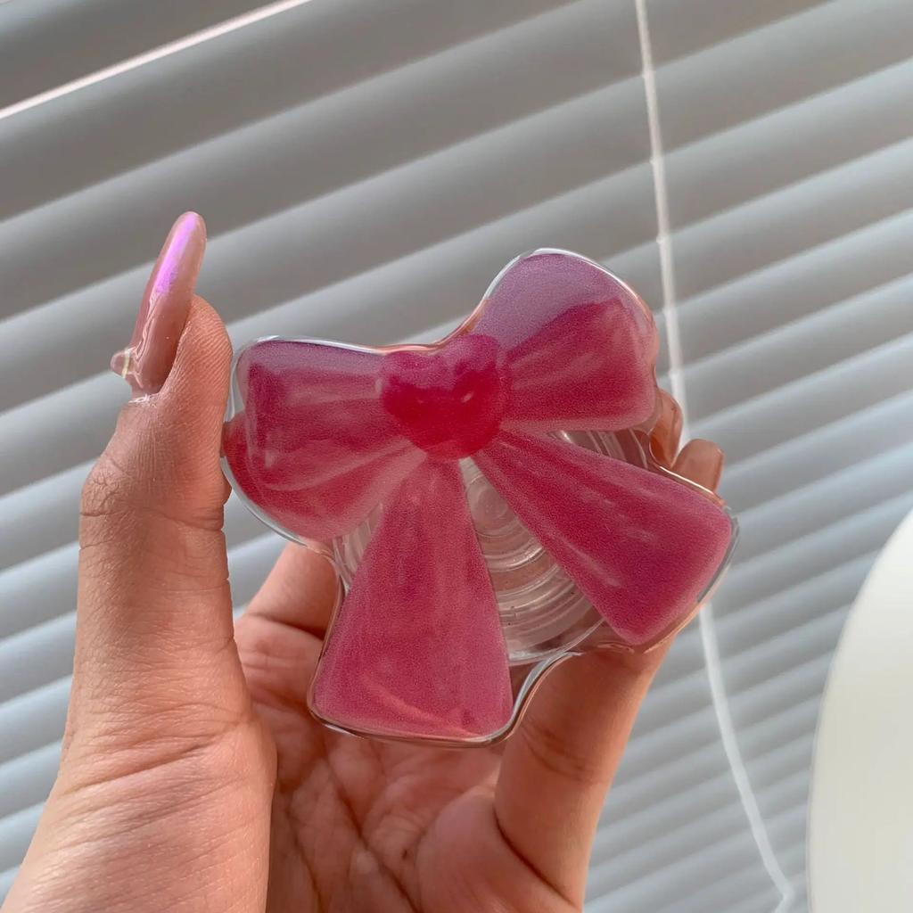 Cute Girls Bowknot Air Bag Stand for IPhone Android Mobile Phones Desktop Watching Lazy Bracket Phone Case Decoration
